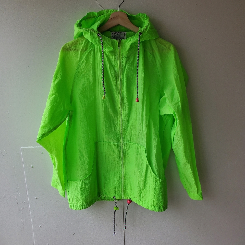 Vintage Be In The Current Seen Windbreaker Size M Green